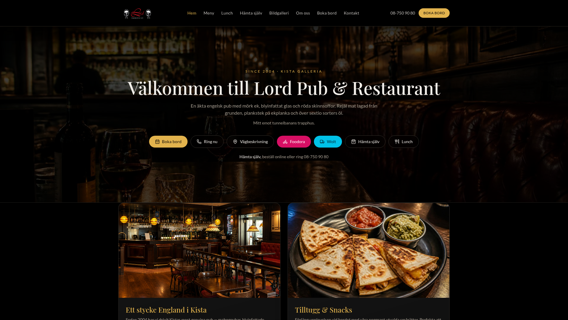 Skärmbild av Lord Kistas webbplats